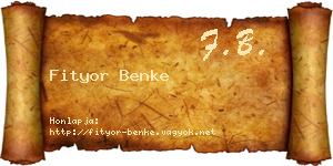 Fityor Benke névjegykártya